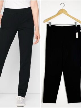 T by Talbots Straight Leg Pants Black Medium Petite NWT